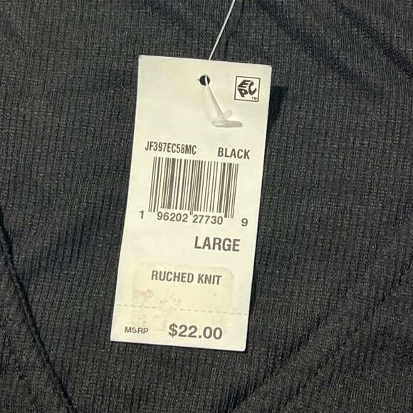 Crave Fame Ruched Knit V-Neck Wrap Top With Drawstrings In Black For Juniors' - Picture 6 of 9